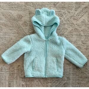 Wonder Nation Teal Sherpa Bear Zipper Jacket - 6-9 Months